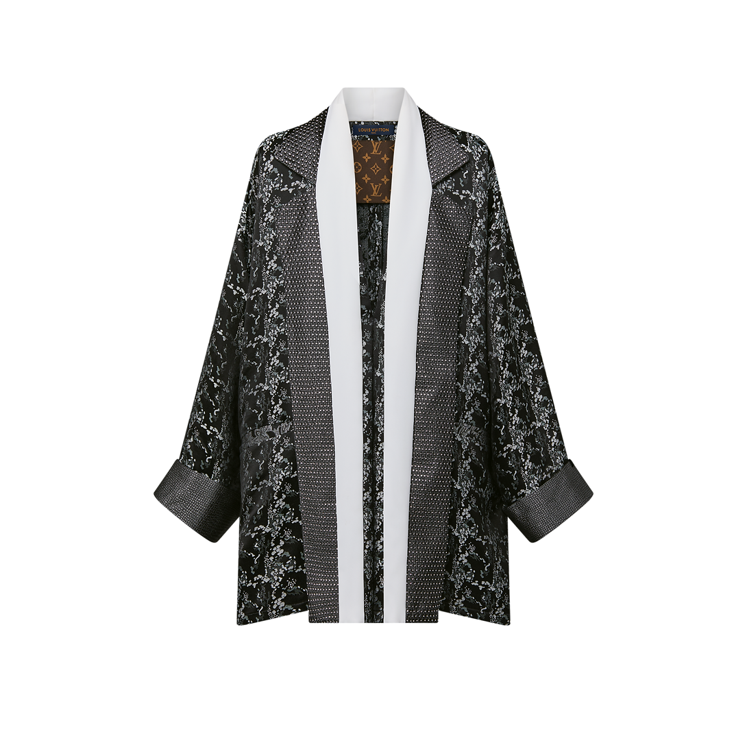 Embroidered Trim Abstract Jacquard Robe Jacket ReadytoWear LOUIS VUITTON